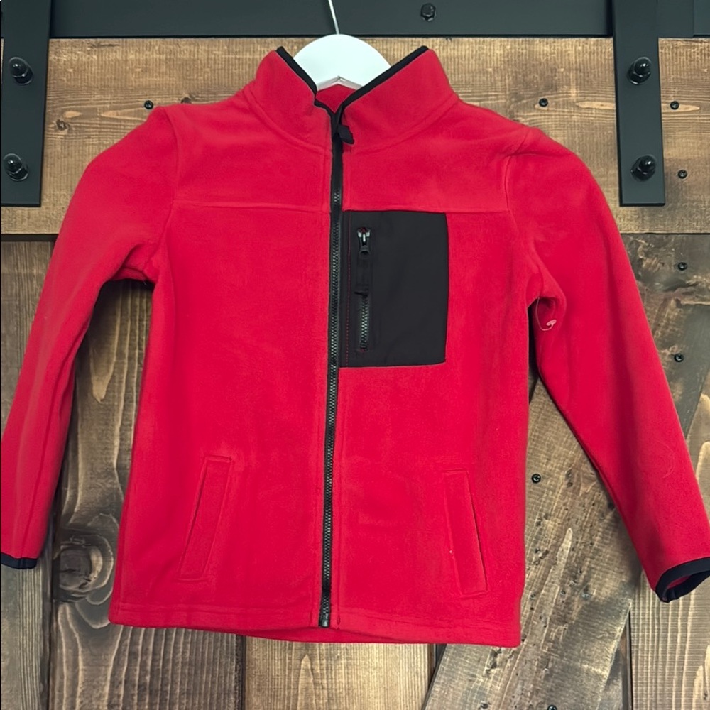 Jumping Beans Red Fleece Jacket with Black Accents